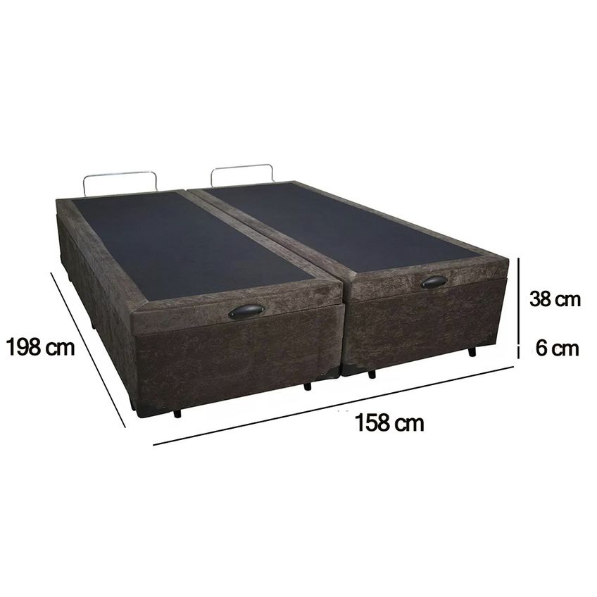 Cama Box Baú Queen Bipartido Suede Sereneprime Marrom 158x198x44 - imagem 3
