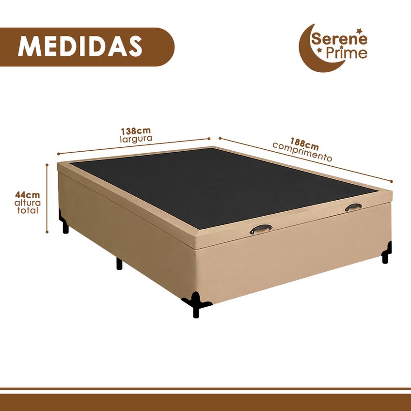Cama Box Baú Casal Sintético Sereneprime Bege 138x188x44 - imagem 5