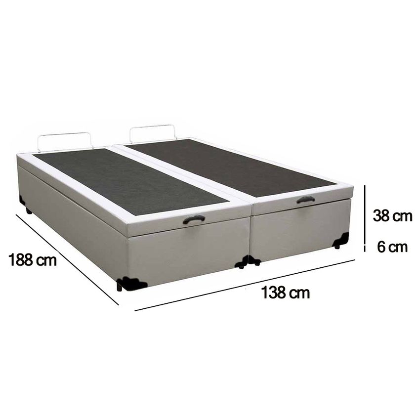 Cama Box Baú Casal Bipartido Sintético Sereneprime Branco 138x188x44 - imagem 3