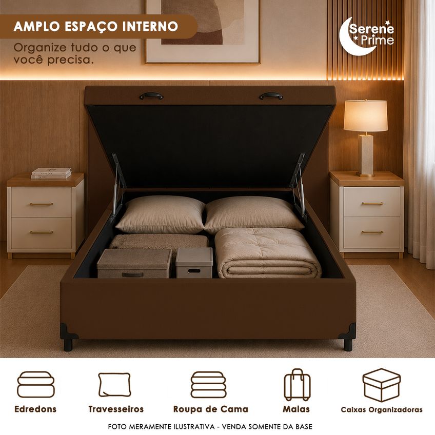 Cama Box Baú Casal Sintético Sereneprime Marrom 138x188x44 - imagem 3