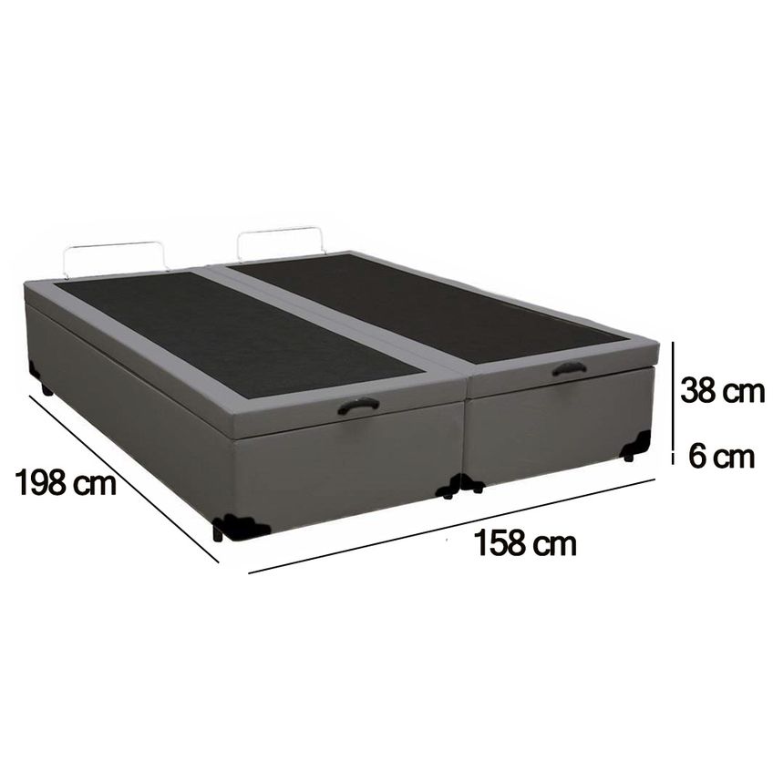 Cama Box Baú Queen Bipartido Sintético Sereneprime Cinza 158x198x44 - imagem 3