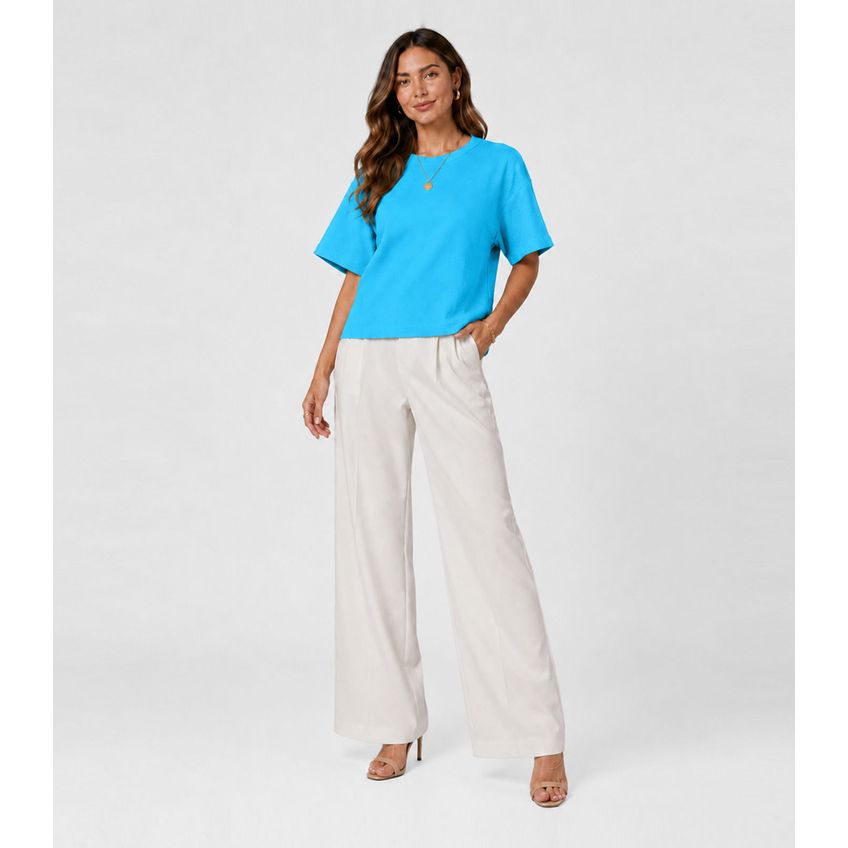 Blusa Feminina Básica Infinita Cor Azul GG - imagem 3