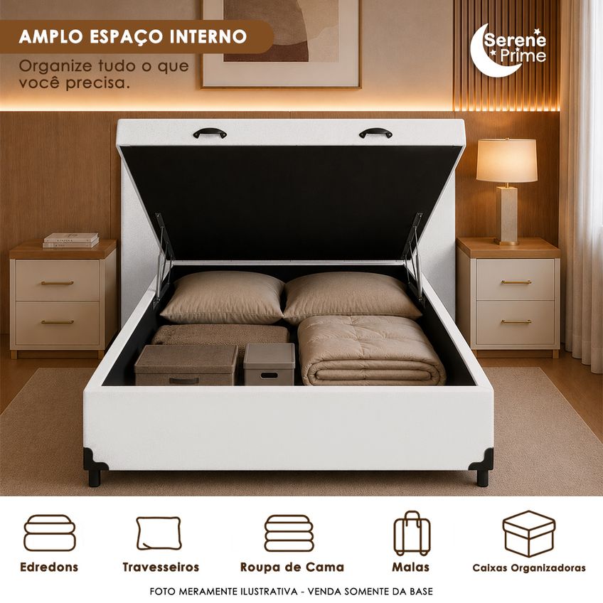 Cama Box Baú Casal Sintético Sereneprime Branco 138x188x44 - imagem 3