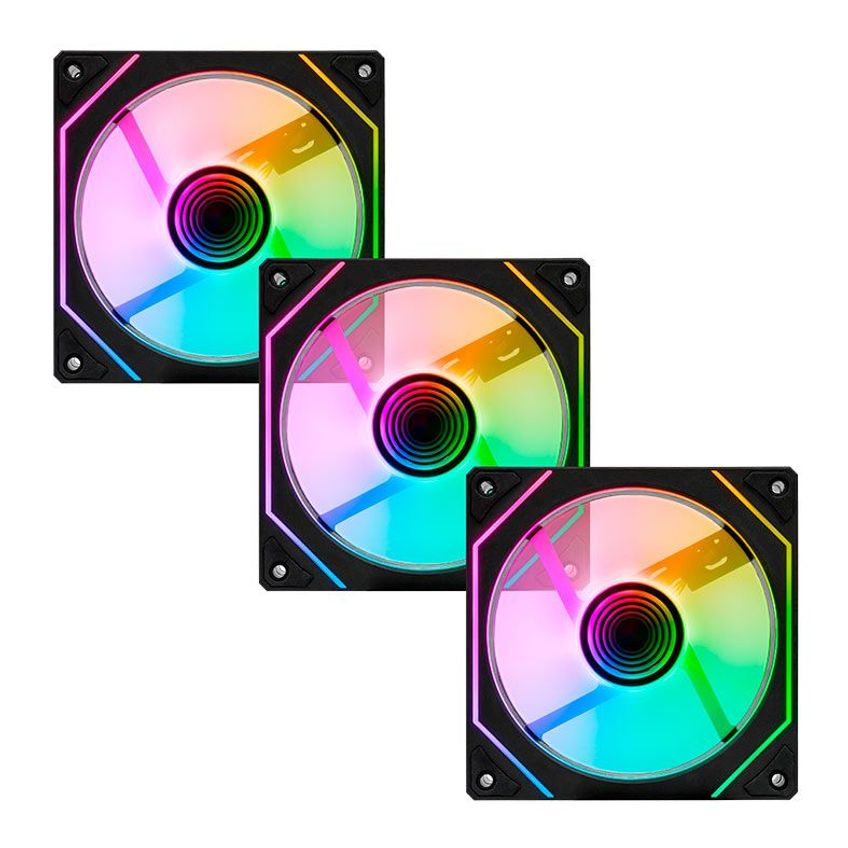 Kit 3 Fans Pichau Wave P1 Argb 120mm Com Controladora Preto Pg-wprgb-bk01 - imagem 3