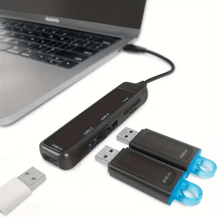 Hub USB-C 5 em 1 Tomate MTV-742 USB 3.0 SD Micro SD - imagem 3