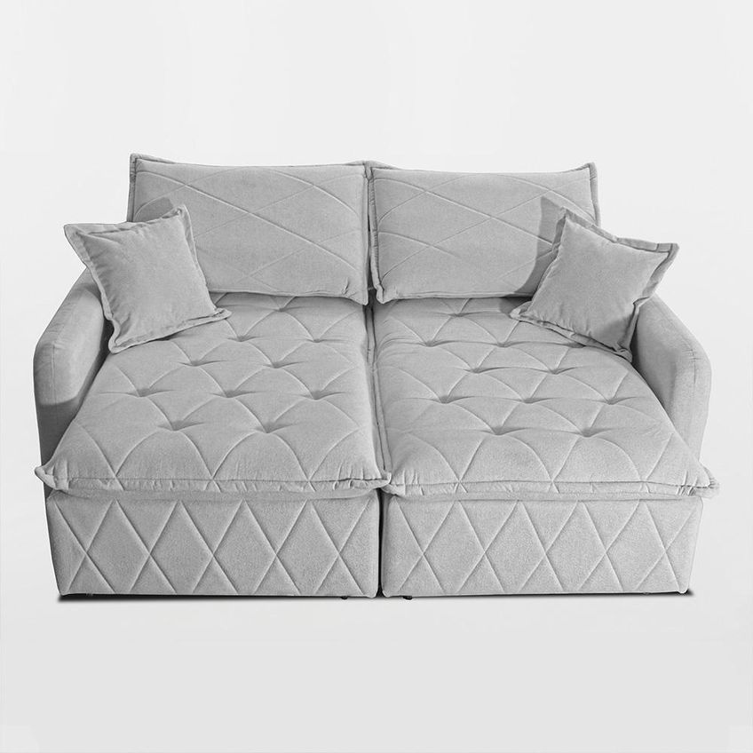 Sofá Sem Caixa Retrátil 1,80m Softgel Sublime Boucle Cinza Claro Cama Inbox - imagem 4