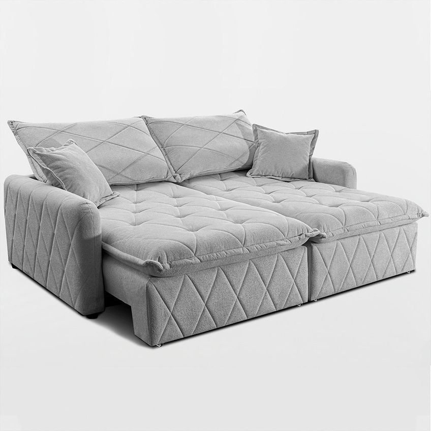 Sofá Sem Caixa Retrátil 1,80m Softgel Sublime Boucle Cinza Claro Cama Inbox - imagem 5