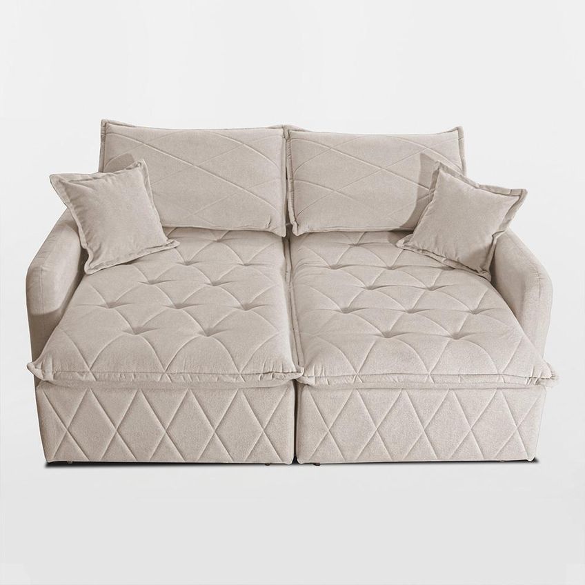 Sofá Sem Caixa Retrátil 1,80m Softgel Sublime Boucle Bege Claro Cama Inbox - imagem 5