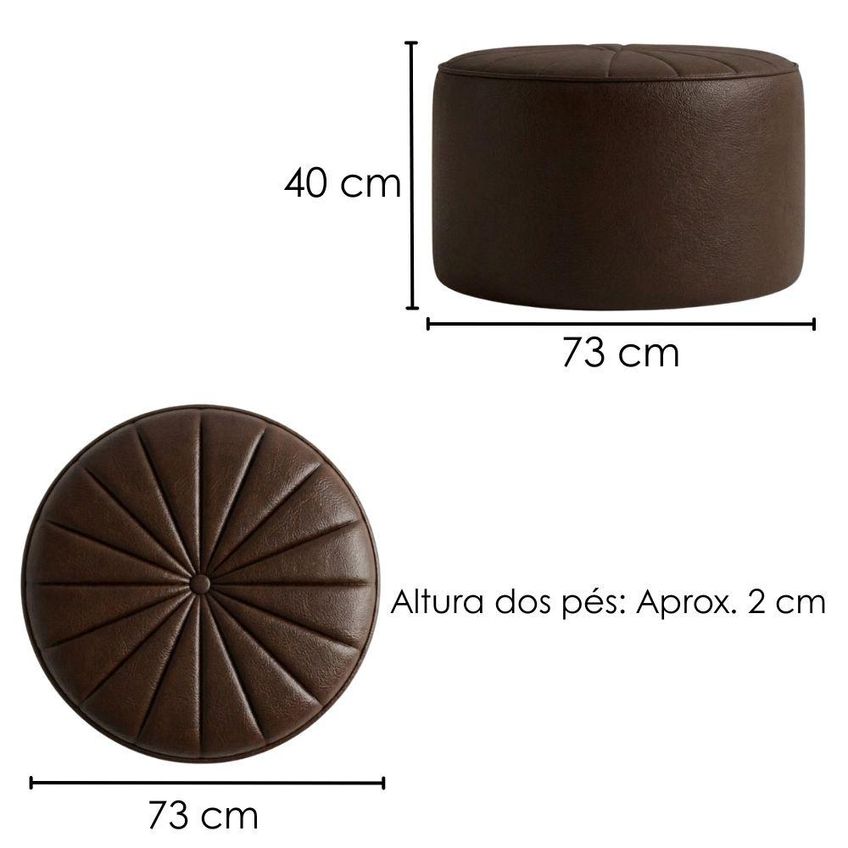 Puff Decorativo Eron 73x73 Cm Pés Fixos Courino Tcs 721 Moll - imagem 3