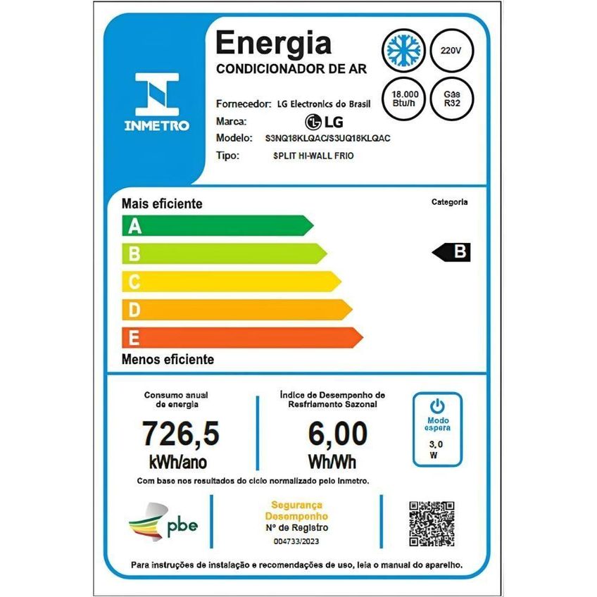 Ar Condicionado Split LG Dual Inverter AI Compact 18000 BTUs Frio 220V S3-Q18KLQAC - imagem 3