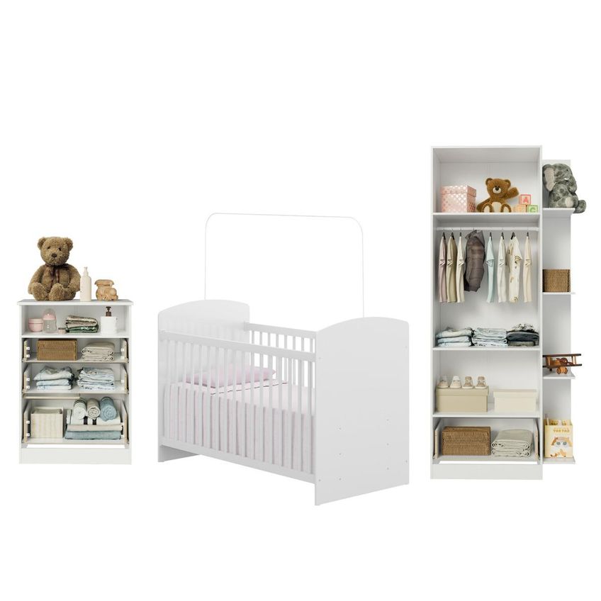 Quarto De Bebê Completo Com Berço/guarda-roupa/cômoda Confete Multimóveis MP4909 Branco - imagem 5