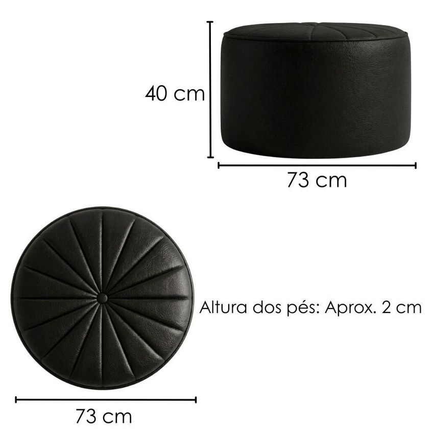 Puff Decorativo Eron 73x73 Cm Pes Fixos Courino Tcs 724 Moll - imagem 3