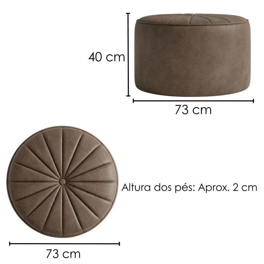 Puff Decorativo Eron 73x73 Cm Pes Fixos Courino Tcs 729 Moll - imagem 3
