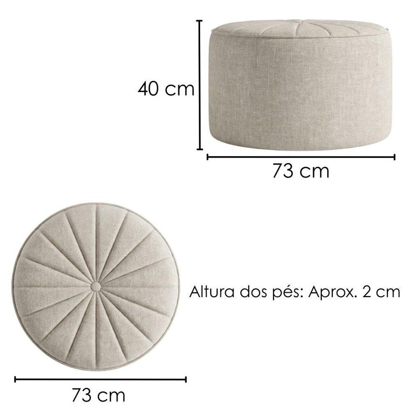 Puff Decorativo Eron 73x73 Cm Pes Fixos Linho Tcs 701 Moll - imagem 3