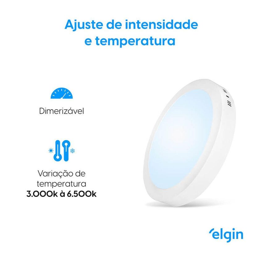 Luminária De Sobrepor Elgin Redonda Smart 18w Com Assistente Bivolt - imagem 3