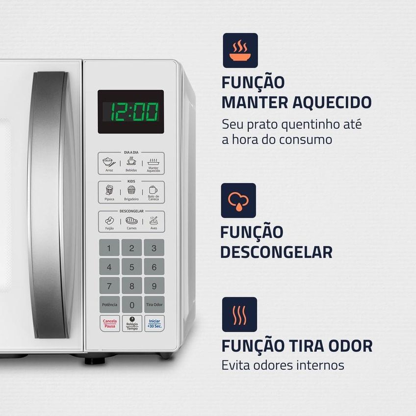 Micro-ondas Mondial 21l 1200w Mo-01-21-w Branco 127v - imagem 3