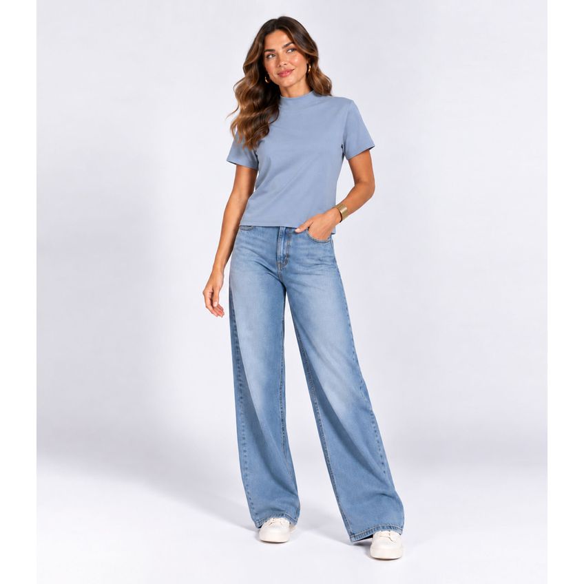 Blusa Feminina Gola Chaminé Infinita Cor Azul G - imagem 3