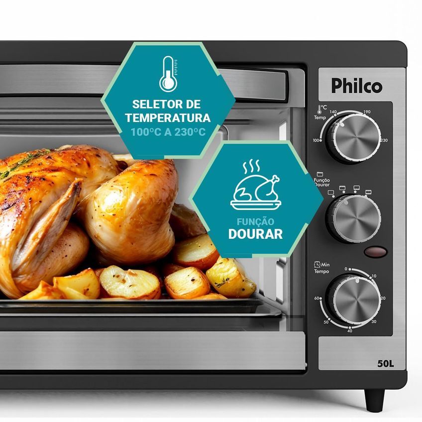 Forno Elétrico Philco 50l Dupla Resistência Pfe52p 127v Grafite - imagem 4
