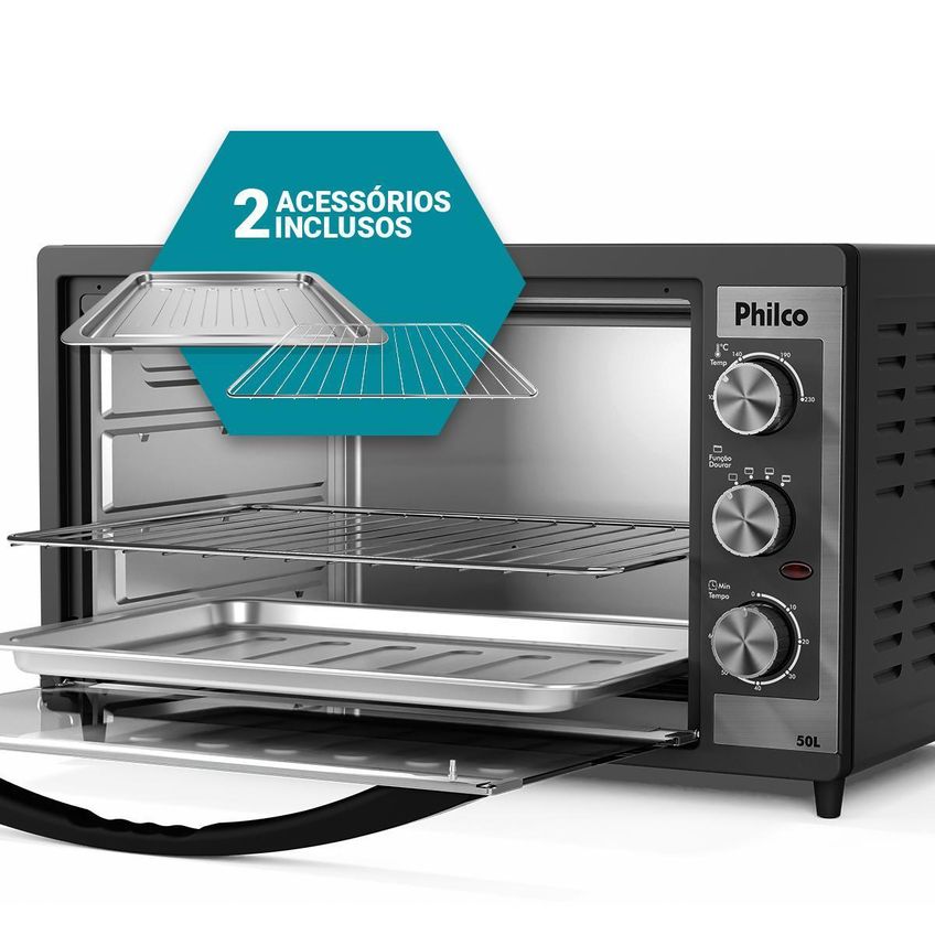 Forno Elétrico Philco 50l Dupla Resistência Pfe52p 127v Grafite - imagem 5