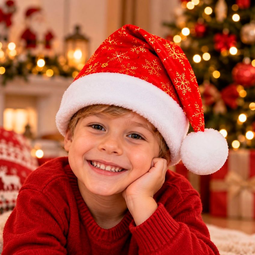 Touca Gorro Noel Enfeite Natalino Flocos Neve 40cm Kit 12 Peças - imagem 3
