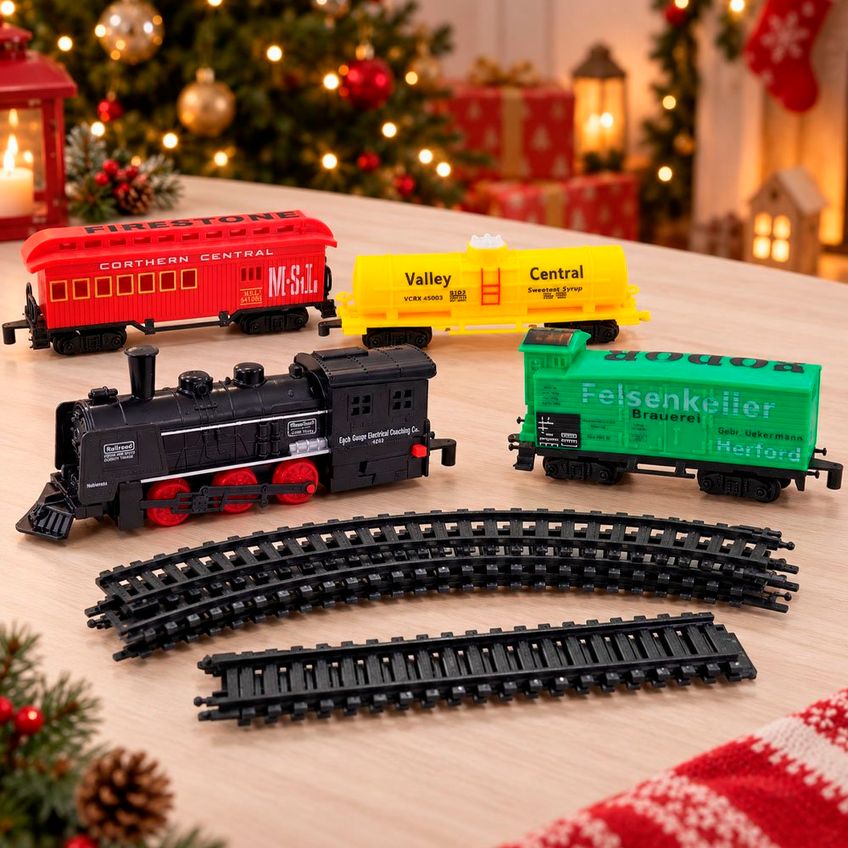 Trem Locomotiva Trilho Elétrico Decoração Natal 18pçs 104cm - imagem 3