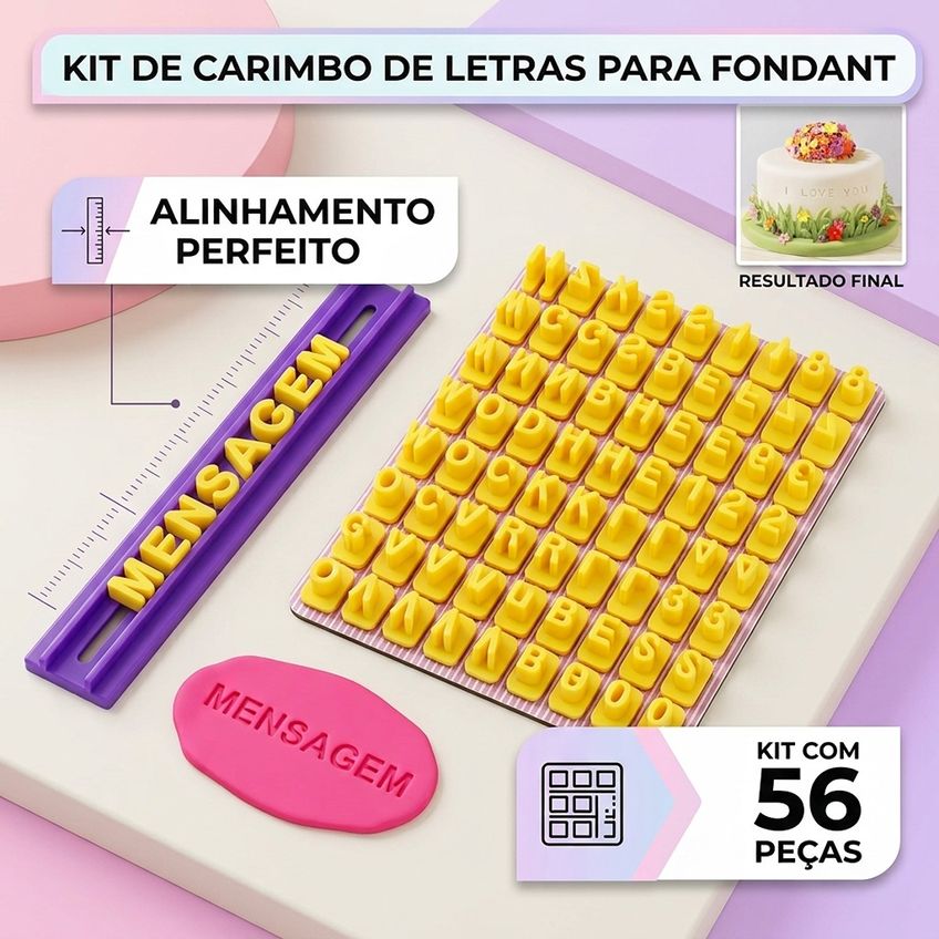 Carimbo De Letras Numeros E Frases Biscoito Pasta Americana - imagem 3