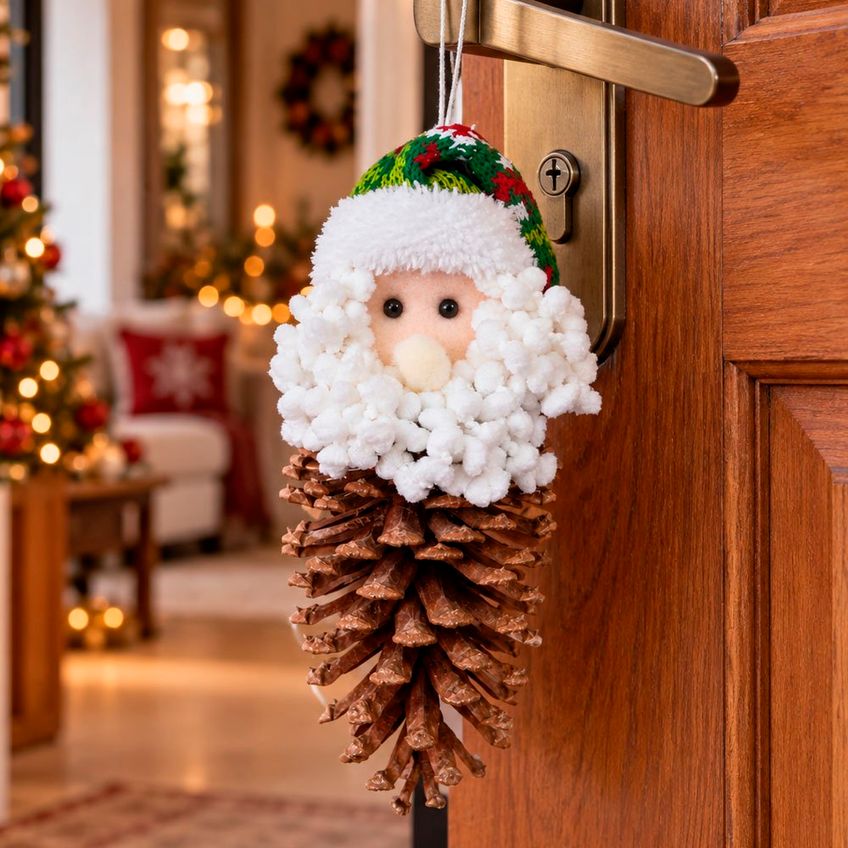 Pendente Papai Noel Pinha Natural Enfeite Natalino Kit 4pçs - imagem 4