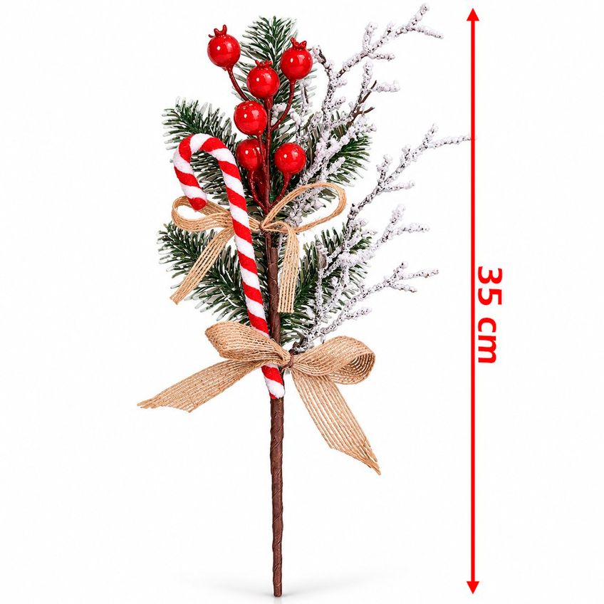 Galho Pick Artificial Nevado Enfeite Natalino 35cm Kit 10pçs - imagem 5