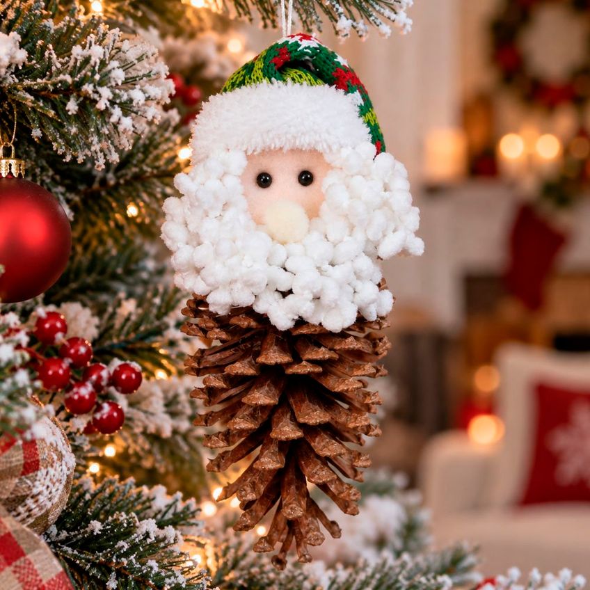 Pendente Papai Noel Pinha Natural Enfeite Natalino Kit 6pçs - imagem 5