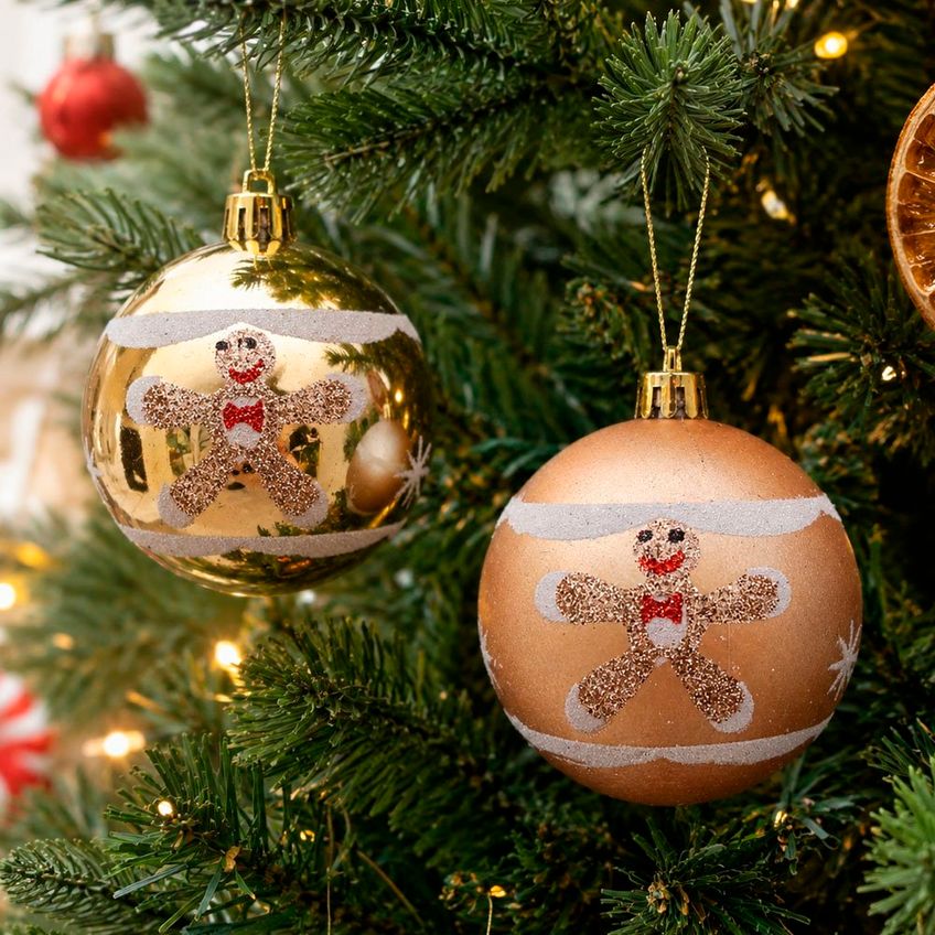 Bola Dourada Enfeite Boneco Neve Árvore Natal 8cm Kit 24pçs - imagem 5