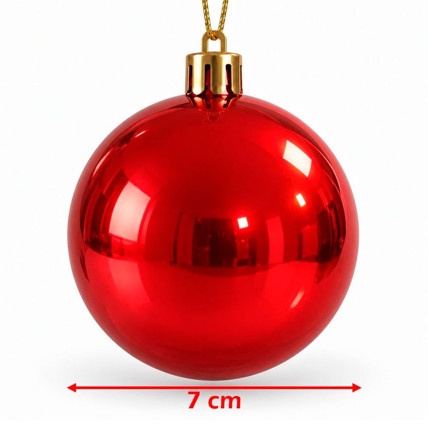 Bola Vermelha Enfeite Natalino Liso Brilhante 7cm Kit 30pçs - imagem 5