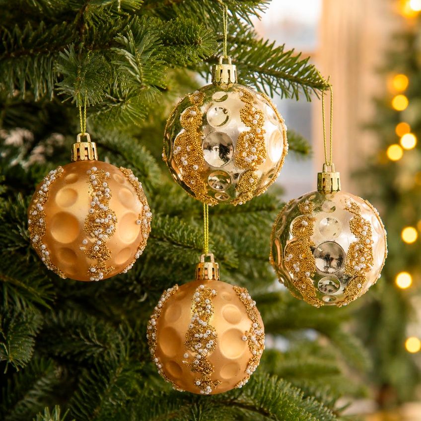 Bola Dourada Decoração Árvore De Natal Enfeite 6cm Kit 12pçs - imagem 2