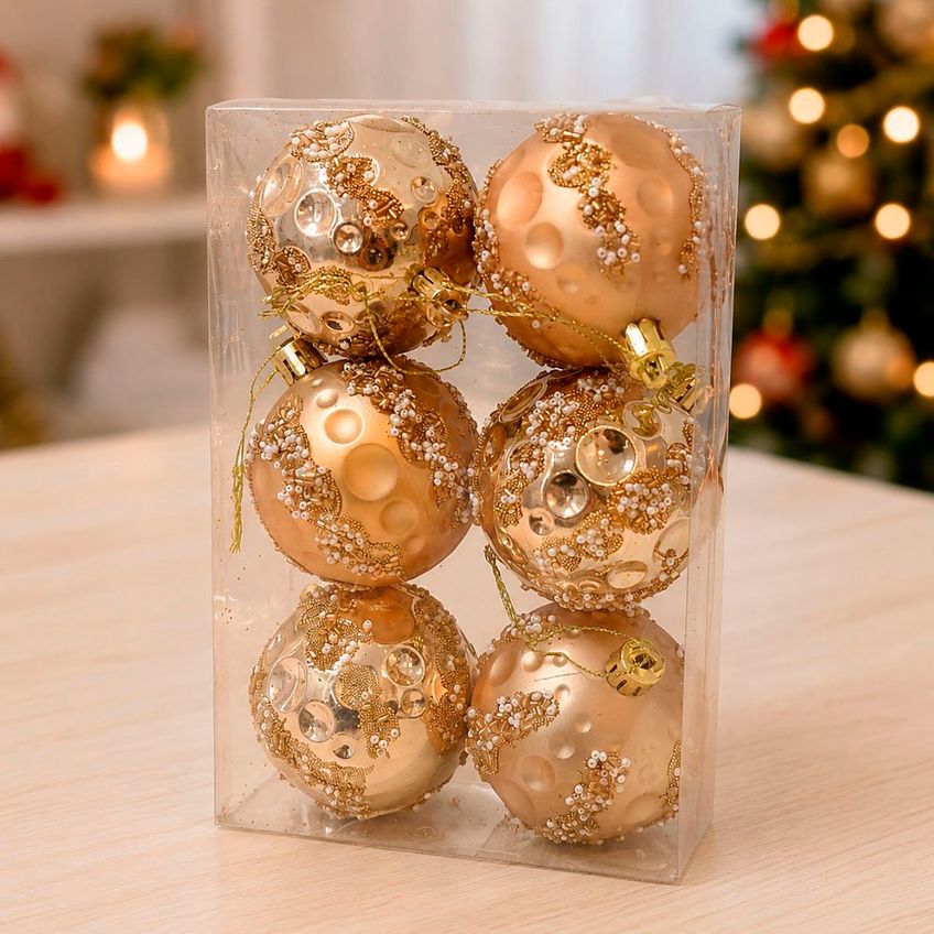 Bola Dourada Decoração Árvore De Natal Enfeite 6cm Kit 12pçs - imagem 3