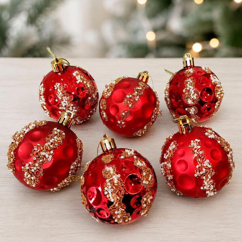 Bola Vermelha Decoração Árvore Natal Enfeite 6cm Kit 24pçs - imagem 3