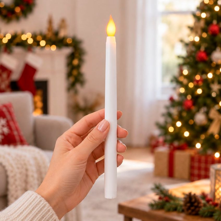 Jogo Velas Leds Enfeite Natal Decoração De 27,5cm Kit 12pçs - imagem 2