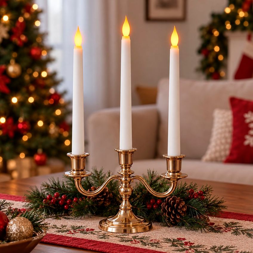Jogo Velas Leds Enfeite Natal Decoração De 27,5cm Kit 12pçs - imagem 3