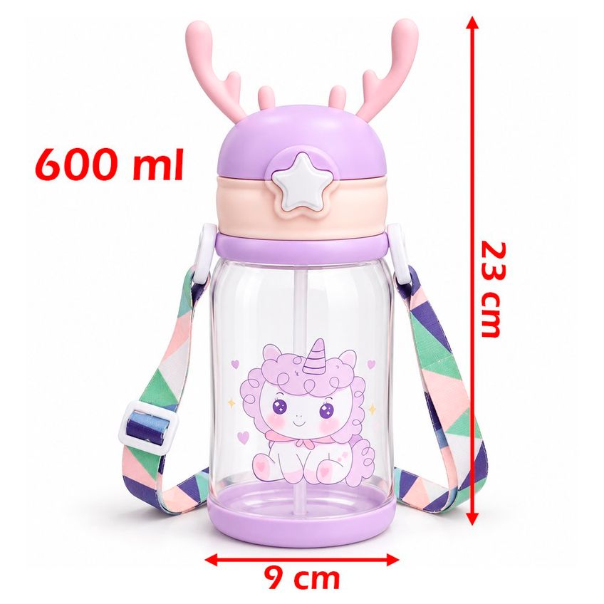 Garrafa Portátil Água Infantil Bebê Com Alça Rena Alce 600ml - imagem 5