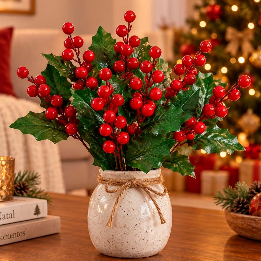 Pick Ramo Natal Artificial Decoração Enfeite 20cm Kit 12pçs - imagem 3
