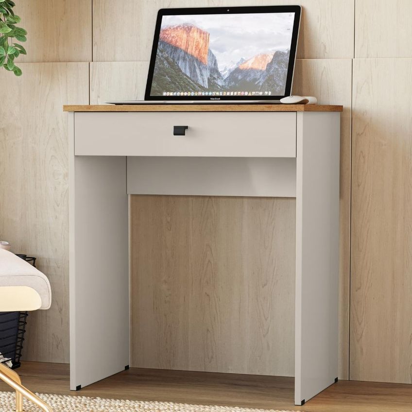 Mesa Escrivaninha 1 Gaveta 68 Cm Essencial Cedro Areia Rudk - imagem 2