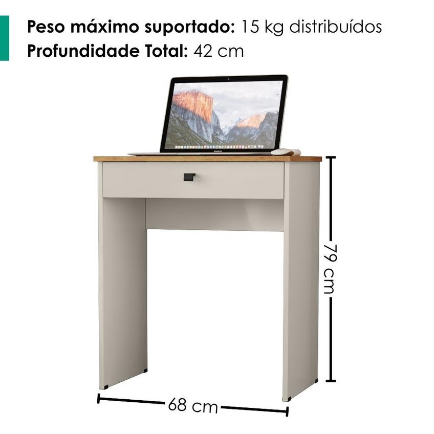 Mesa Escrivaninha 1 Gaveta 68 Cm Essencial Cedro Areia Rudk - imagem 3