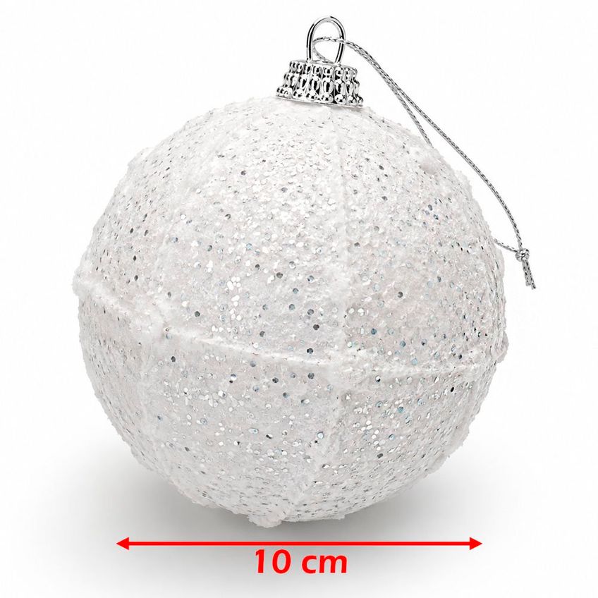 Bola Branca Nevada Decoração Natalino Enfeite 10cm Kit 8pçs - imagem 5