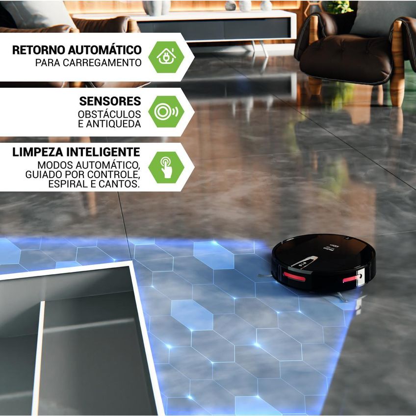 Robô Aspirador De Pó Philco 3 Em 1 Função Mop Pas26p Bivolt Preto - imagem 3