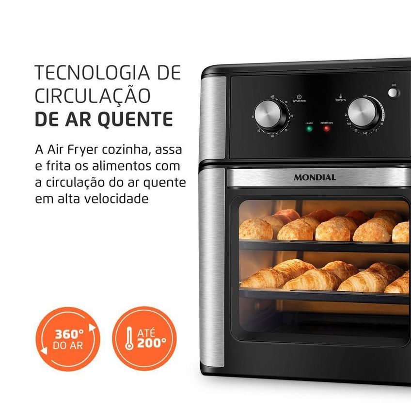 Fritadeira Air Fryer Forno Mondial AFON-12L-AB 12L 2000W Preto 220V - imagem 3