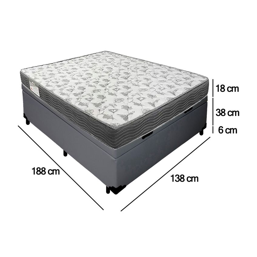 Cama Box Baú Casal Sintético + Colchão De Espuma D33 - Sereneprime - 138cm - imagem 4