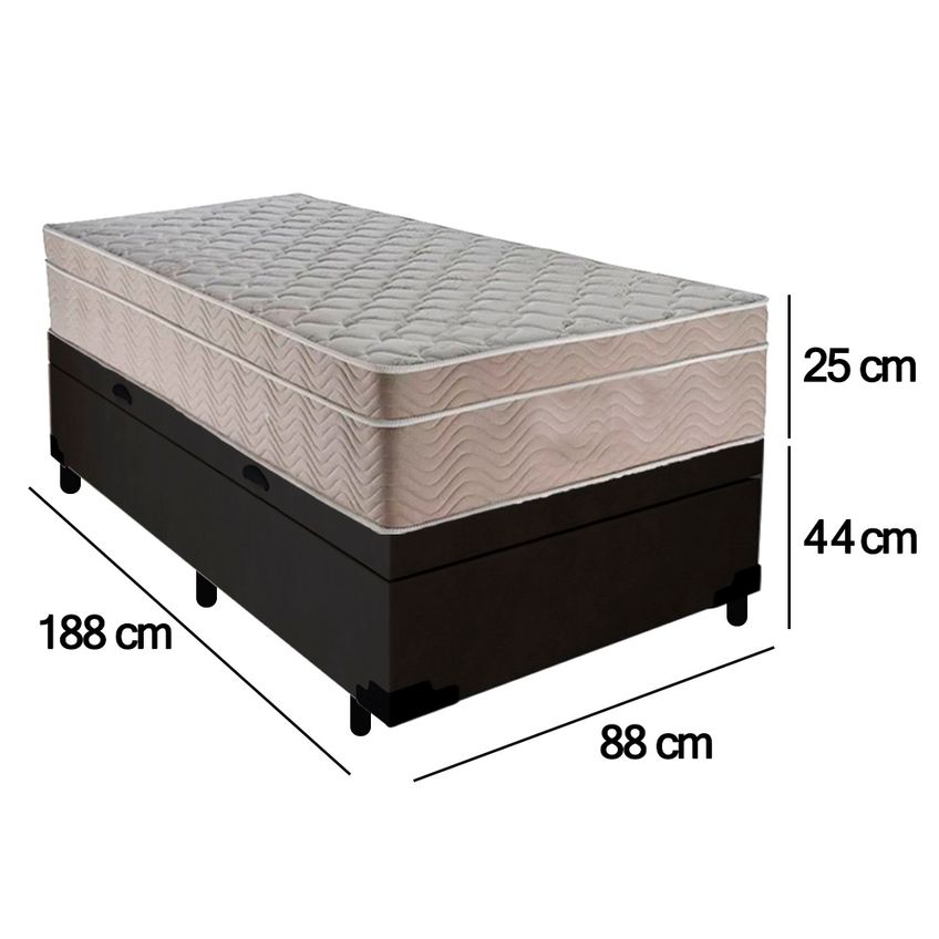 Cama Box Baú Suede Solteiro + Colchão Sereneprime Molas Ensacadas 88x188x69 - imagem 3