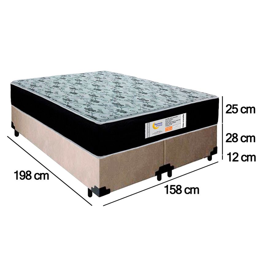 Cama Box Queen Bipartido Suede Colchão Molas Ensacadas Sereneprime Sonnolux 158x198x65 - imagem 4