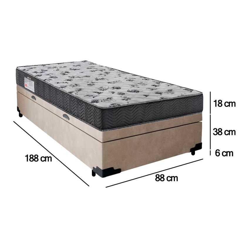 Cama Box Baú Solteiro Suede + Colchão De Espuma D33 - Sereneprime - 88cm - imagem 4