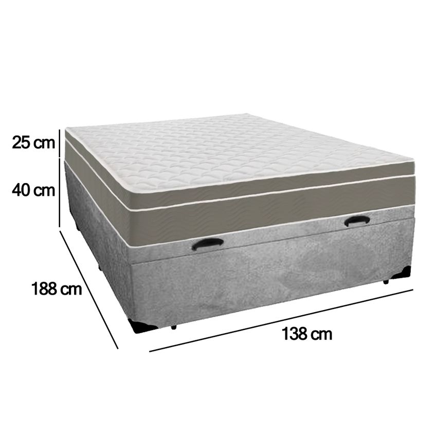 Cama Box Baú Casal Suede + Colchão Sereneprime Molas Ensacadas 138x188x69 - imagem 3