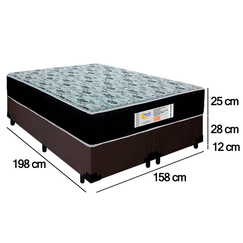 Cama Box Queen Bipartido Suede Colchão Molas Ensacadas Sereneprime Sonnolux 158x198x65 - imagem 4