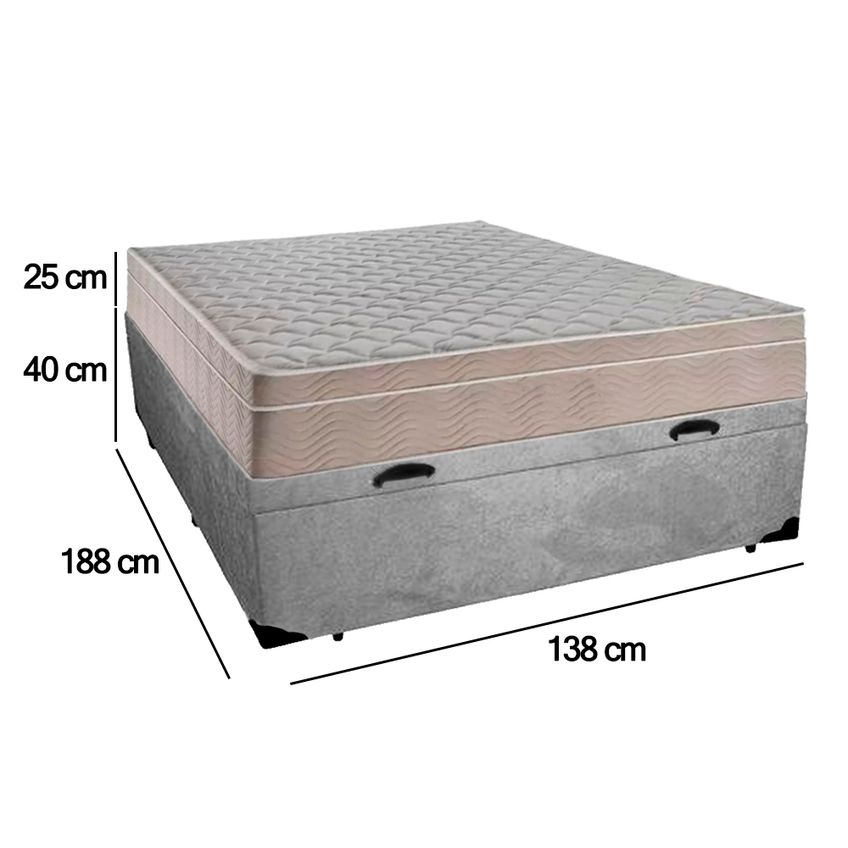 Cama Box Baú Casal Suede + Colchão Sereneprime Molas Ensacadas 138x188x69 - imagem 3